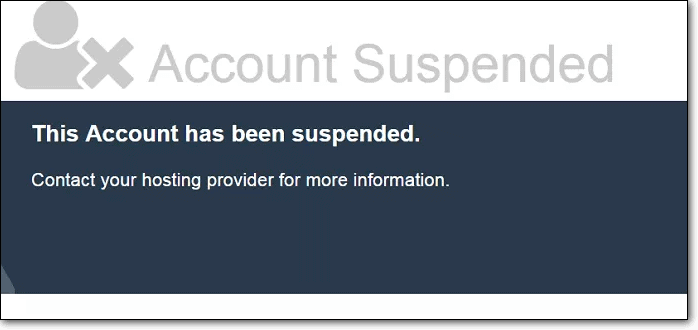 the account has been suspended